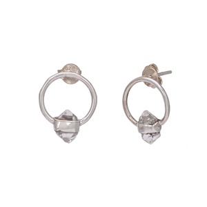 Natural Herkimer Diamond Quartz 925 Sterling Silver <b>Stud</b> <b>Earrings</b> Handmade Raw <b>Crystal</b> Drop <b>Earrings</b> - Product Image 3
