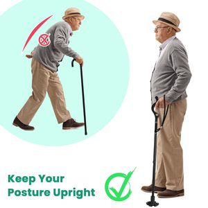 Canne de marche pliable à 10 hauteurs réglables, robuste, pour hommes, femmes et personnes âgées - Product Image 2