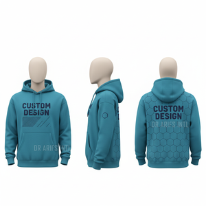 Custom Men's <b>Navy</b> Hoodie Regular Fit Cotton French Terry Casual <b>Sweatshirt</b> Printed Front Back Design - Product Image 6