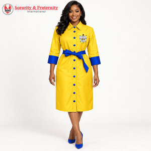 Vestido Largo Informal sin Tirantes para Mujer, Manga Larga, Natural, de la Hermandad Griega Sigma Gamma Rho, Cómodo, Transpirable y a la Moda - Product Image 3