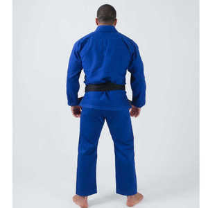 Custom Blue BJJ Kimono Men 100% Cotton Regular Fit <b>Heat</b> Transfer Printed Logo Left Sleeve <b>Back</b> Durable Adult Martial Arts Wear - Product Image 4
