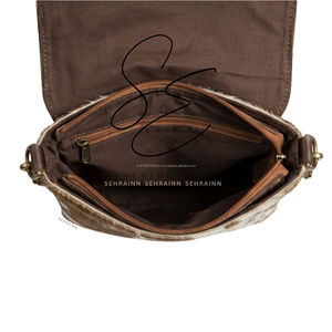 Sac bandoulière pour téléphone en cuir de vachette western, cuir à poils, petit sac à bandoulière, personnalisable ODM, homme femme - Product Image 5