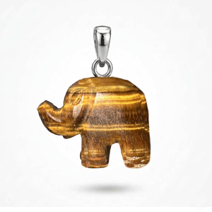 Natural Labradorite Elephant Pendant | Hand Carved Gemstone Animal <b>Charm</b> | <b>Silver</b> Plated Healing Crystal Totem Jewelry - Product Image 4