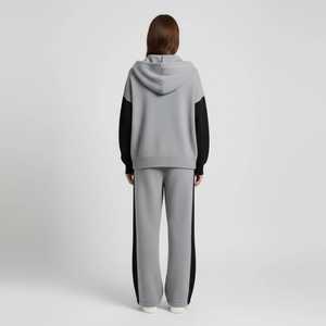 Ensemble de survêtement vintage pour femme en molleton épais, avec sweat à capuche zippé personnalisé, logo brodé, coupe inversée et effet délavé à l'acide - Product Image 5