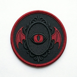 Patch brodé personnalisé Crâne de vampire et ailes de chauve-souris, badge thermocollant rond pour veste de motard, vêtements gothiques, vente en gros - Product Image 6