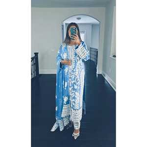 Haut de soirée brodé de créateur - Sarara et Dupatta pour robes de bal - Product Image 3