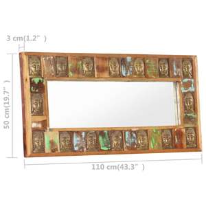 Miroir mural en bois recyclé de couleur unie, 43,3 x 19,7 po - Product Image 5