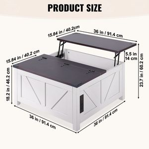 Tavolino da Caffè Rustico in Legno Quadrato con Piano Sollevabile e Presa Elettrica Integrata per Soggiorno - Product Image 6