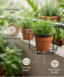 Support de pot de fleurs suspendu en métal pour balustrade de balcon, support de jardinière Gamla, support de pot d'intérieur/extérieur, support de plantes robuste - Product Image 3