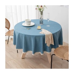 Embroidered Striped 100% Cotton Linen Bio Degrabdable GOTS Certified Classic Style <b>Square</b> Indian <b>Tablecloth</b> Tassels Waterproof - Product Image 5