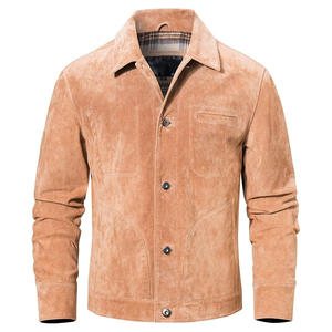 Chaqueta de Cuero con Cremallera y Forro de Gamuza Negra para Hombre Sirius Sports, Cuello Alto, Cuatro Bolsillos, con Capucha, Resistente al Viento, Estilo Casual para Trabajo - Product Image 1