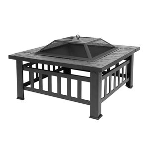 Moderno Tavolo Quadrato Nero in Metallo per Braciere da Esterno Senza Fumo per Patio - Product Image 2