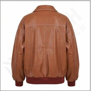 Chaqueta de cuero de gran tamaño para mujer, chaqueta de cuero Vintage con cremallera para motocicleta, abrigo, chaqueta de cuero personalizada para mujer - Product Image 3
