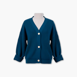 Simple Winter <b>Cardigan</b> 3 Button V-Neck Solid Color Knitted 100% Acrylic OEM ODM Accepted Anti-Wrinkle Drop Shoulder Cable Knit - Product Image 1