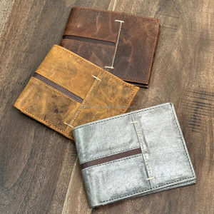 Nueva llegada hombres RFID Bloqueo de grano completo de cuero genuino Bifold Wallet longitud corta dinero tarjetas de crédito titular gran regalo para hombres - Product Image 4