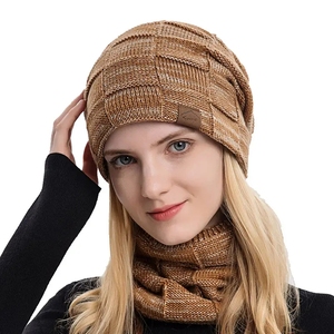 Women's Knitted Slouchy Beanie <b>Cap</b> With Visor Warm Fleece Lined Ski Skull <b>Cap</b> <b>Winter</b> Hat - Product Image 3