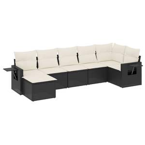 Conjunto de Sofás de Jardín en Negro y Crema, Muebles de Ratán para Exteriores con Cojines de Espuma de Alta Densidad, Diseño Contemporáneo Impermeable - Product Image 2