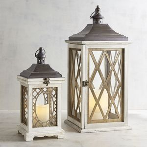 Faroles de Madera para Velas, Portavelas de Madera con Asa de Metal para Decoración Interior, Farol para Colgar en Exteriores y Farol de Pie - Product Image 6