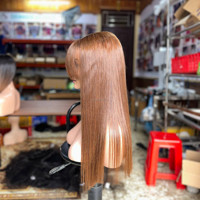 Cheveux vierges vietnamiens les plus vendus pour perruques lisses et raides, perruques Lace Front avec frange, sans colle, haute densité, ne s'emmêlent jamais