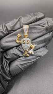 Colgante de moissanita con diseño de bolsa de dinero y signo de dólar, chapado en rodio amarillo, plata de ley 925, joyería de moda urbana para hombre - Product Image 4