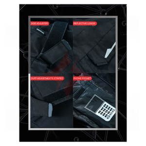 Chaqueta de Motocicleta Impermeable de Alta Calidad para Hombre, para Todas las Temporadas, con Armadura Protectora Extraíble, Color Negro Completo, Estilo Repartidor - Product Image 3