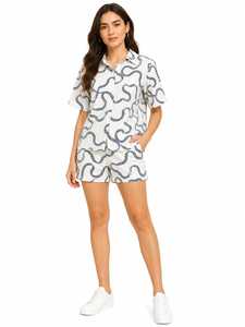 Approvisionnement en gros de popeline de coton blanc avec des embellissements en ruban rayé marine pour les collections de mode contemporaine - Product Image 6