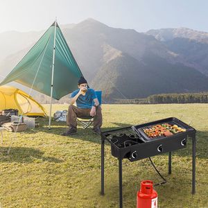 Fornello da Campeggio in Titanio - Cucina Portatile a Gas Propano con Bruciatori in Ghisa (Tre Bruciatori 225.000 BTU) - Product Image 1