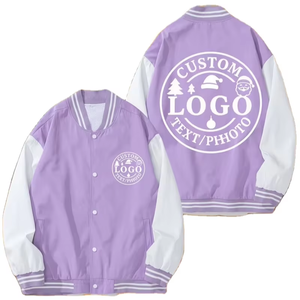 Customizable Casual Winter Baseball Jacket Striped/Solid Front Add Your Team/Couple/Fan Group Quick Dry Windproof <b>Fleece</b> - Product Image 1