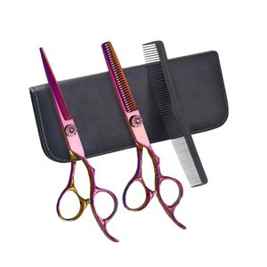 Multi-Color Rainbow <b>Barber</b> Scissor <b>Set</b> Japanese 440C Steel Shears Hollow Ground Blades 15-Piece Tool Kit for Salon - Product Image 4