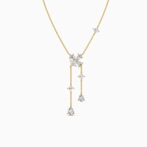 Collar con colgante de diamantes cultivados en laboratorio de 1.66 quilates en forma de gota con centro de corte princesa en oro amarillo, blanco y rosa de 9 quilates - Product Image 3