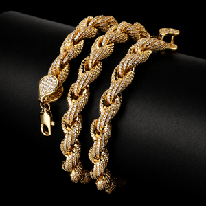 Stunning Moissanite <b>Rope</b> <b>Chain</b> Full Iced Twisted <b>Rope</b> Necklace For Man Women Heavy 14K Gold Plated Hip Hop Diamond <b>Chain</b> Jewelry - Product Image 1