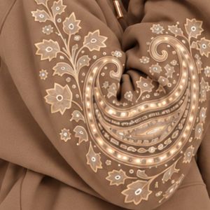 Ensemble de survêtement décontracté pour femme, marron mocha, imprimé cachemire, avec sweat à capuche court et pantalon large, coupe ample, style streetwear hiver - Product Image 5