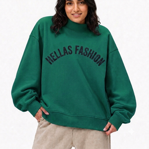 Suéter Oversize de Cuello Alto para Mujer, Ligero, de Algodón y Felpa, con Hombros Caídos y Puños Acanalados - Product Image 1