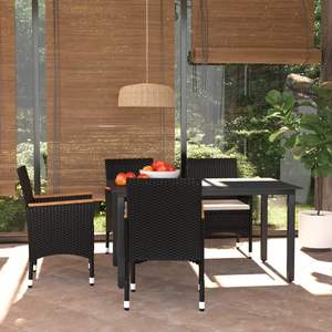 Juego de Comedor Blanco Crema y Negro para Jardín, Muebles de Exterior - Product Image 1