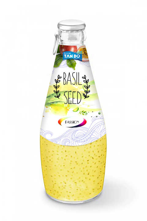 Cheap Price Passion Fruit Juice With Basil Seed Drink 290ml Glass Bottle Thailand Beverages Free Private Label Free Sample
