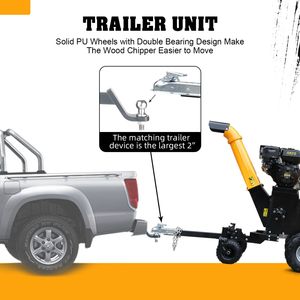 Trituradora astilladora de madera de 4 ruedas de 420cc y 15HP a gas de 6 pulgadas con barra de remolque/barra de parada 6 pulgadas 420cc 15HP Pull Start - Product Image 5