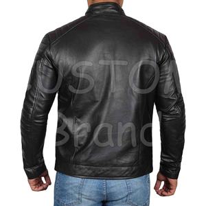 Chaqueta de cuero de piel de vaca auténtica 100%, cuello alto suave y cómoda, estilo callejero, forro de lana, ciudad delantera Sialkot Pakistán - Product Image 2