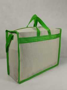 Large Canvas <b>Tote</b> <b>Bag</b> with <b>Zipper</b> Closure Green Rope Handles Adjustable Shoulder Strap Reusable Shopping Carry <b>Bag</b> - Product Image 2