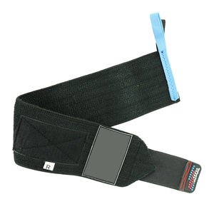 Bandes de compression réglables noires de qualité supérieure pour poignets, avec boucles de pouce bleues, pour la musculation (vente en gros) - Product Image 1