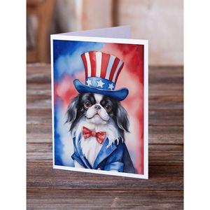 Japanese Chin Patriotic American Whimsical A7 Size 5x7 Blank <b>Note</b> <b>Cards</b> Pack of 8 Envelopes <b>Greeting</b> <b>Cards</b> - Product Image 2
