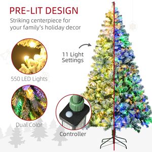 "210cm Artificial Snow Christmas <b>Tree</b> with Warm LED <b>Lights</b> & Steel Base for Festive Home Decor" - Product Image 4