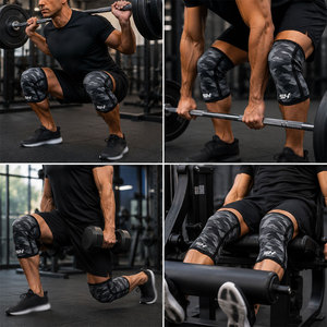 Genouillères de sport unisexes en néoprène à sublimation, épaisses, à compression, pour la musculation et les haltères - Product Image 6
