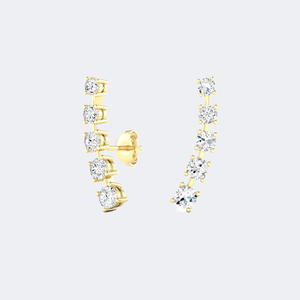 1.10CTW, Rond, à griffes, boucles d'oreilles pendantes linéaires incurvées / boucles d'oreilles linéaires - Product Image 3