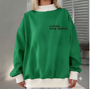 เสื้อสเวตเชิ้ตโอเวอร์ไซส์สไตล์สตรีทแวร์สำหรับผู้หญิง คอเต่า ผ้าฝ้ายถัก ระบายอากาศได้ดี พิมพ์ลายตัวอักษรตามสั่งด้านหลัง แขนยาว เหมาะสำหรับฤดูใบไม้ผลิ - Product Image 1