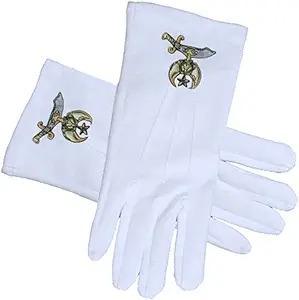 Gants en coton brodés carrés de la Franc-Maçonnerie – Gants de cérémonie blancs pour hommes - Product Image 6