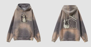 เสื้อฮู้ดซิปสตรีทแวร์ทรงโอเวอร์ไซส์สั่งทำได้ แจ็คเก็ตแบบมีซิป สีสันตัดกัน ยูนิเซ็กส์ ทรงหลวม สไตล์วินเทจ สำหรับฤดูหนาว ผ้าฝ้ายเทอร์รี่ 100% - Product Image 5