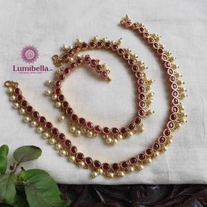 18K Gold Plated Zircon Designer Bridal Jewelry Set-Kemp Payal Fashion Earring Set - Product Image 2