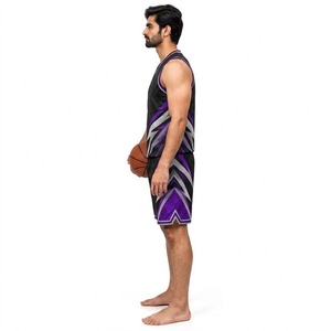 Ensemble uniforme de basketball pour hommes : Maillot sans manches et short assorti – Tenue de sport athlétique respirante pour l'entraînement, les matchs et les entraînements d'équipe - Product Image 4