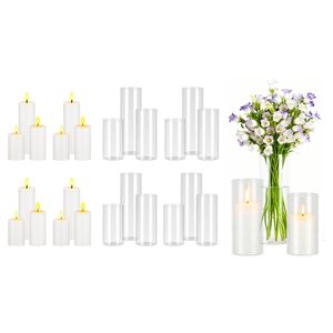 Set da 24 Pezzi di Vasi in Vetro Trasparente a Cilindro per Candele a Pilastro, Eleganti Centrotavola per Matrimoni, Decorazioni da Tavolo, Lanterne Alte - Product Image 1