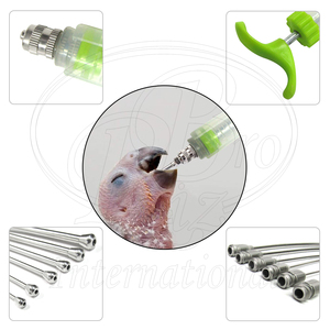 Juego de 10 piezas para alimentación de aves con estuche con cremallera, 6 agujas rectas para alimentación con cierre de seguridad, 1 cuchara, 2 alambres de limpieza, 1 jeringa de plástico, 10 m - Product Image 5